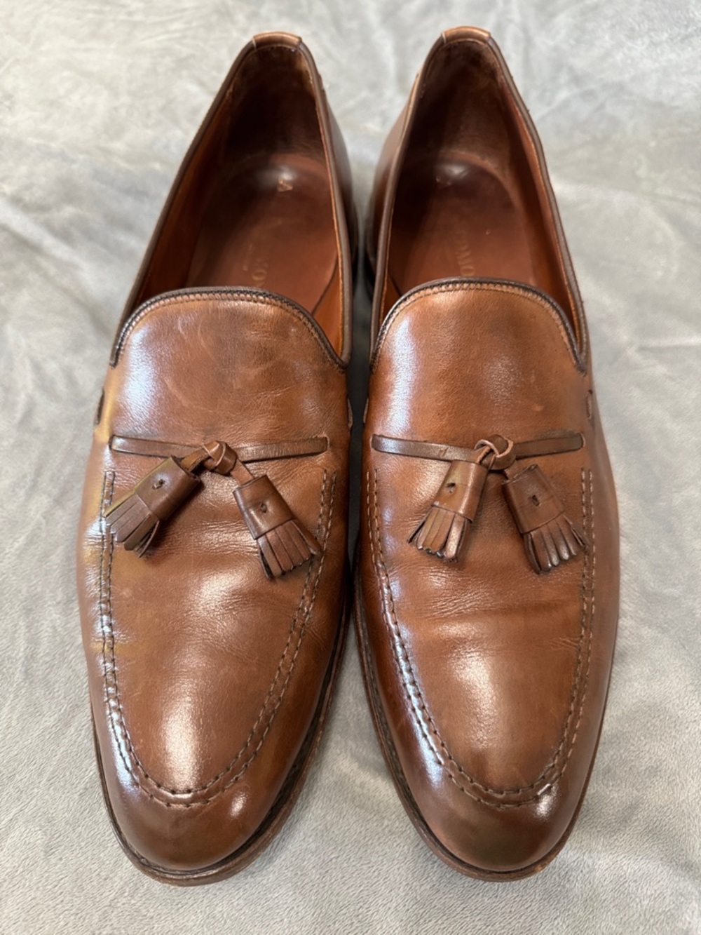 Allen Edmonds Grayson Tassel Loafer Leather Cork Insoles Mens 15 B Walnut Brown - Picture 15 of 16